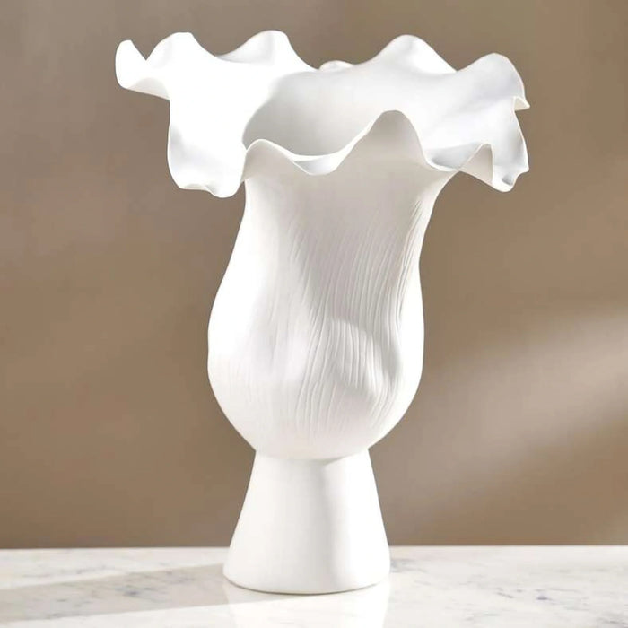 Rana Ceramic Handmade Petal Decor Vase 234X34X43Cm - White