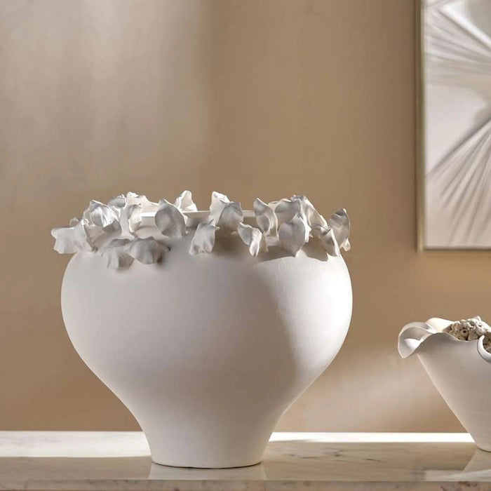 Rana Ceramic Handmade Petal Decor Vase 34.5X34.5X33.5Cm - White