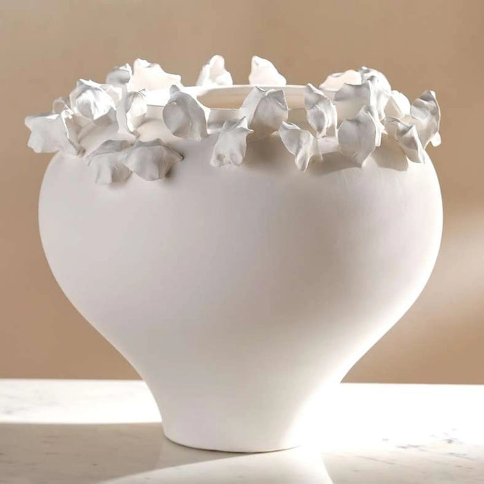 Rana Ceramic Handmade Petal Decor Vase 34.5X34.5X33.5Cm - White