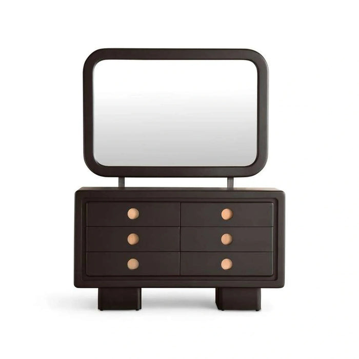 Raxey Dresser With 6 Drawer & Mirror Solid Wood - Black Pan Home
