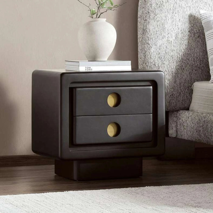 Raxey Night Stand With 2 Drawer Solid Wood - Black