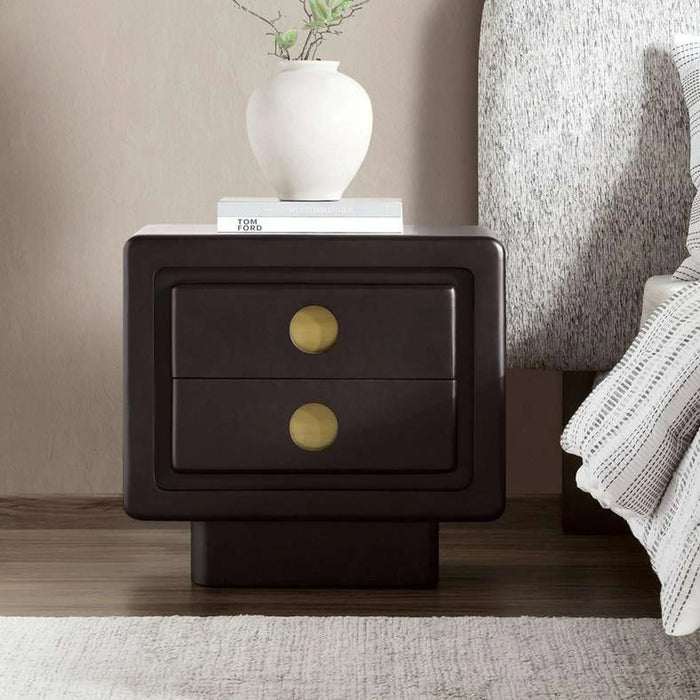 Raxey Night Stand With 2 Drawer Solid Wood - Black