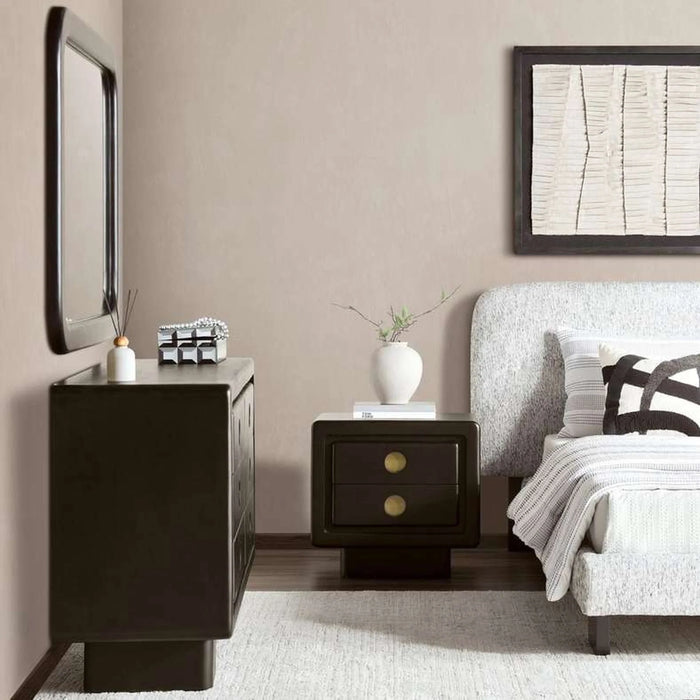 Raxey Night Stand With 2 Drawer Solid Wood - Black