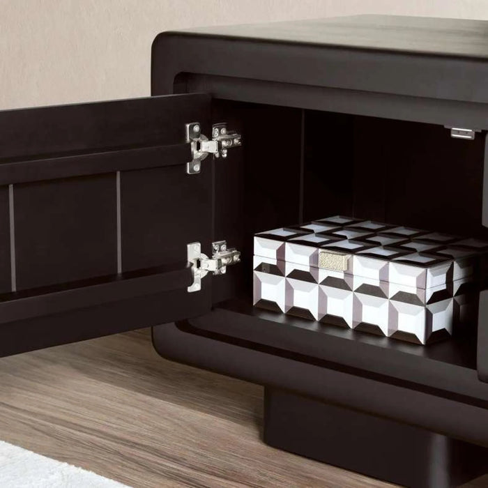 Raxey Tv Unit Up To 75 Inches With 4 Door Solid Wood - Black