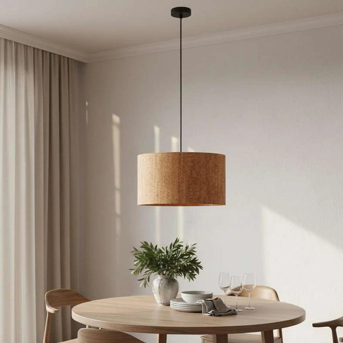 Rayner E27 Wooden Shade Pendant Lamp 45X179Cm - Natural/Black
