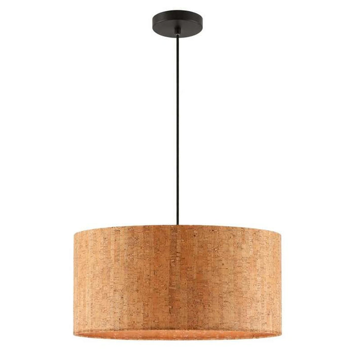 Rayner E27 Wooden Shade Pendant Lamp 45X179Cm - Natural/Black