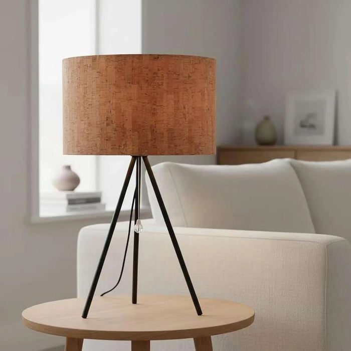Rayner E27 Wooden Shade Table Lamp 28X56.5Cm - Natural/Black