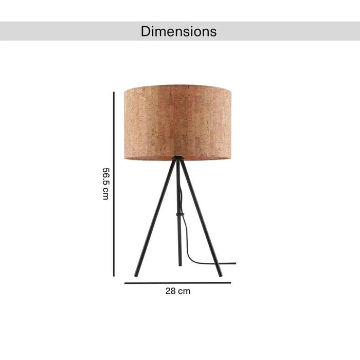 Rayner E27 Wooden Shade Table Lamp 28X56.5Cm - Natural/Black