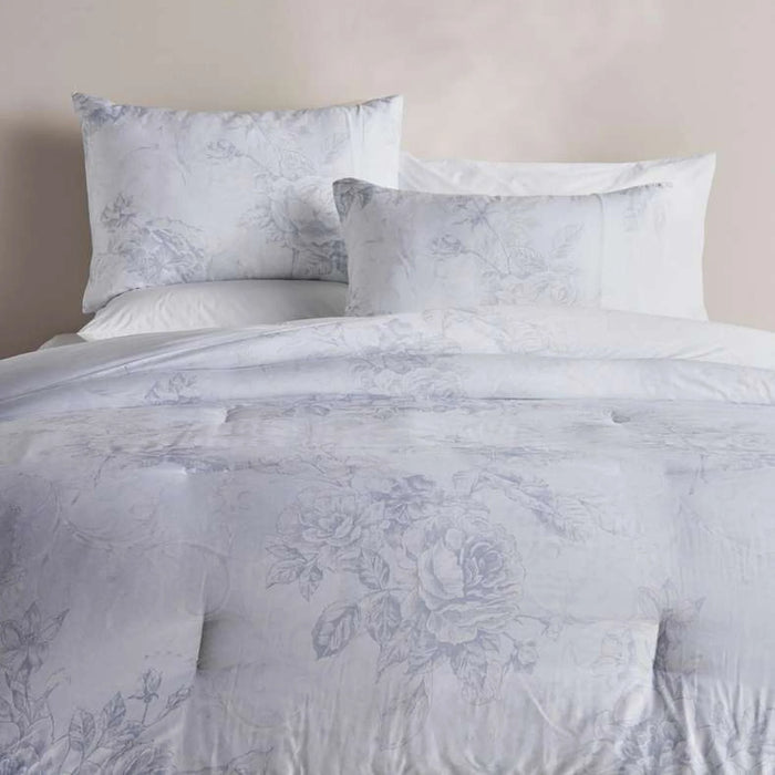 Rayon Floral 3-Piece King Comforter Set 240X260Cm - Blue
