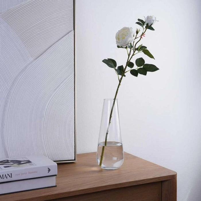 Real Touch 2 Head Rose Flower Stick 68Cm - White Pan Home