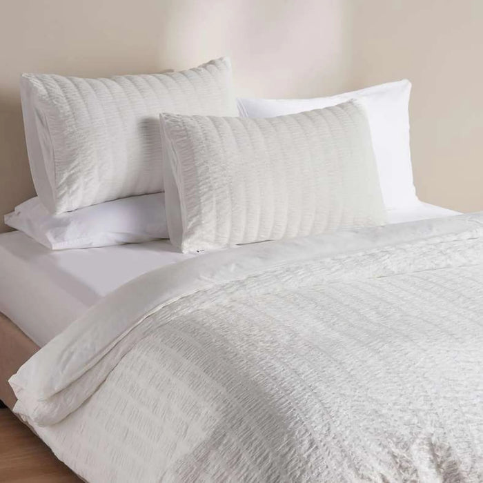 Rebecca Pintuck Stripe  3-Piece King Duvet Cover Set 230X220Cm - White