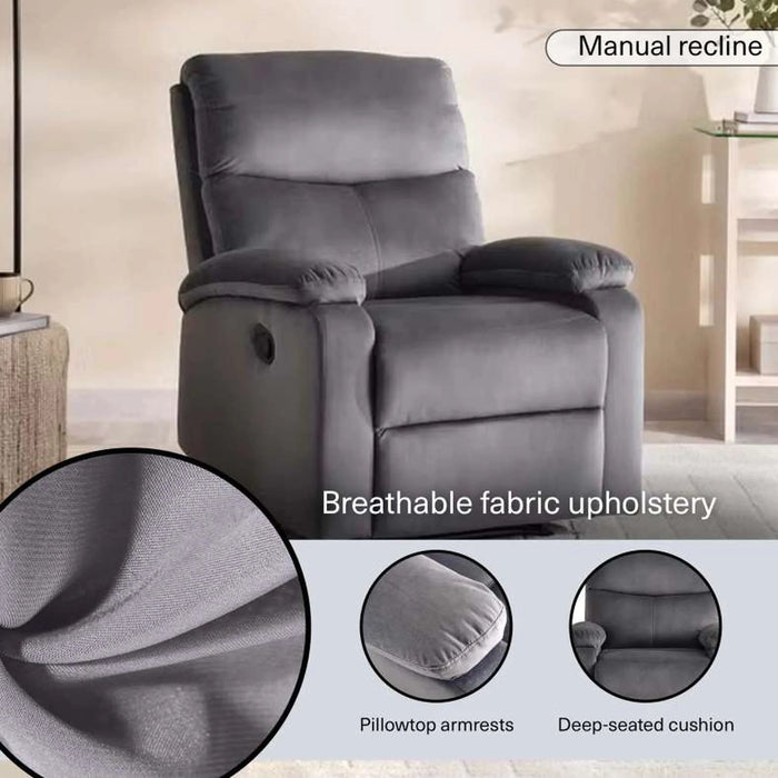 Rebon Single Seater Recliner Sofa - Dark Grey