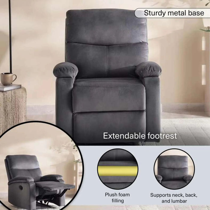 Rebon Single Seater Recliner Sofa - Dark Grey