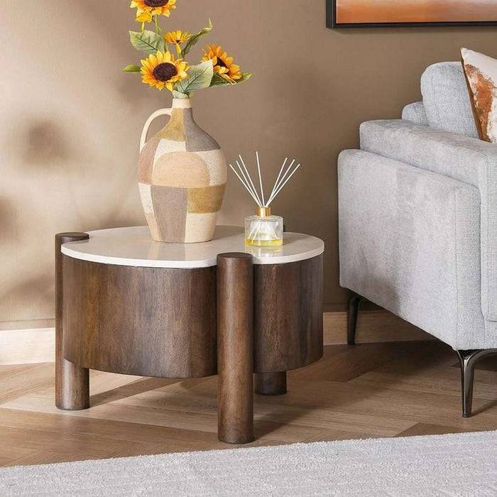 Recap Coffee Table Marble Small - Beige & Brown