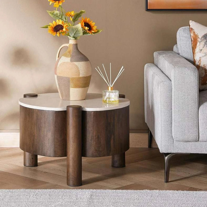 Recap Coffee Table Marble Small - Beige & Brown