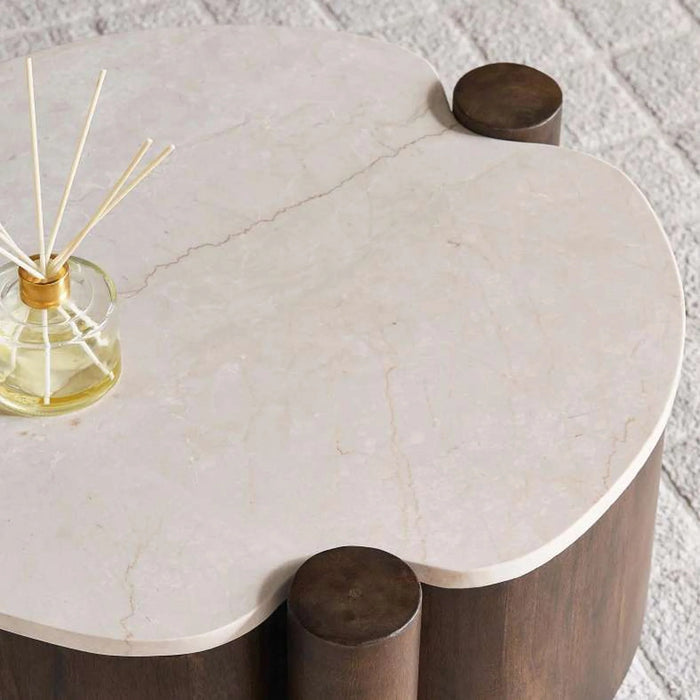 Recap Coffee Table Marble Small - Beige & Brown