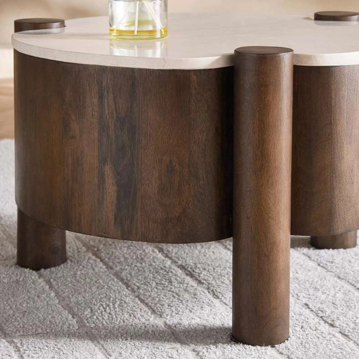 Recap Coffee Table Marble Small - Beige & Brown