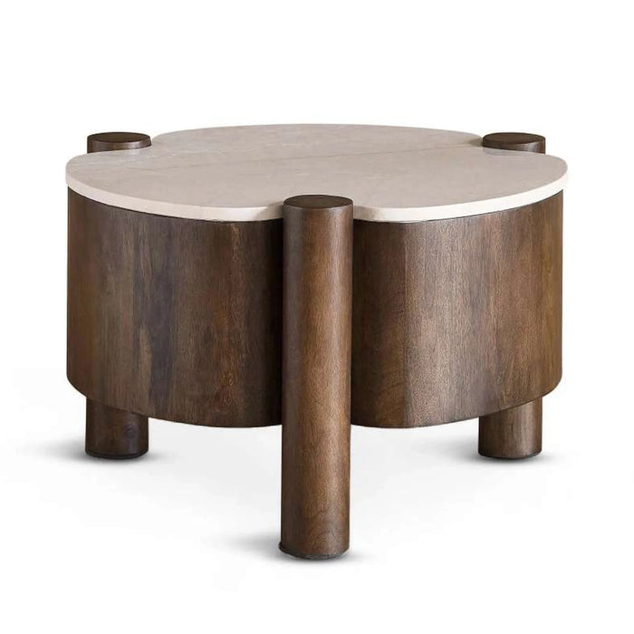 Recap Coffee Table Marble Small - Beige & Brown
