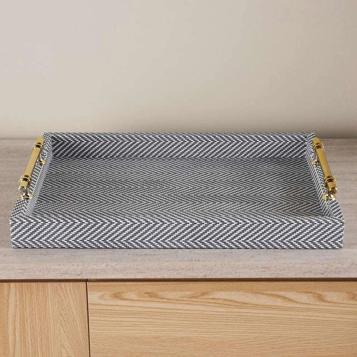 Reece Faux Leather Decor Tray With Handles 52X38X6.5Cm - Multi Pan Home