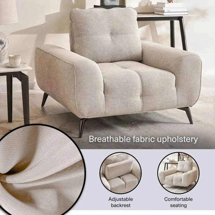 Reedo Single Seater Sofa - Beige