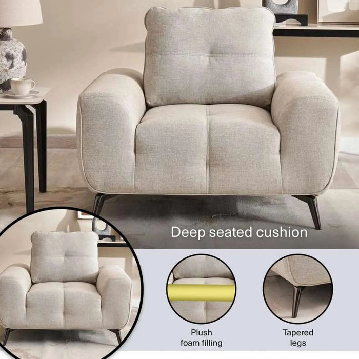 Reedo Single Seater Sofa - Beige