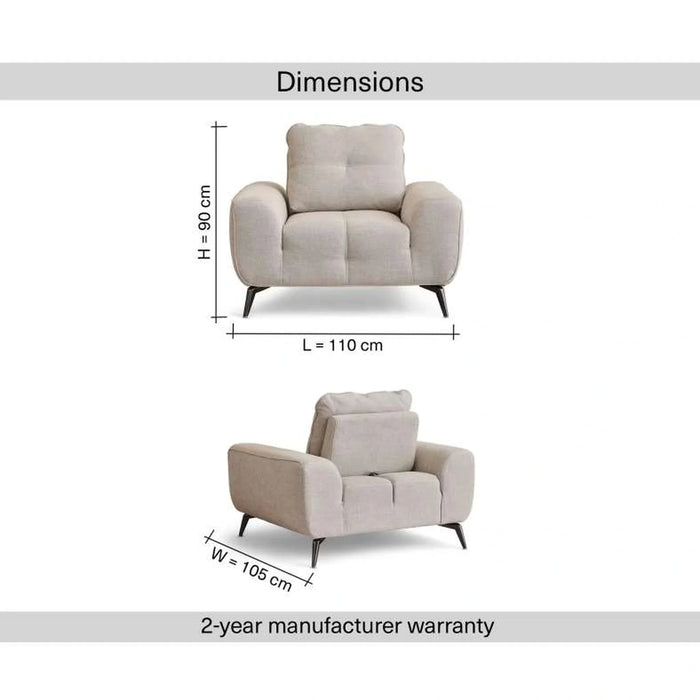 Reedo Single Seater Sofa - Beige