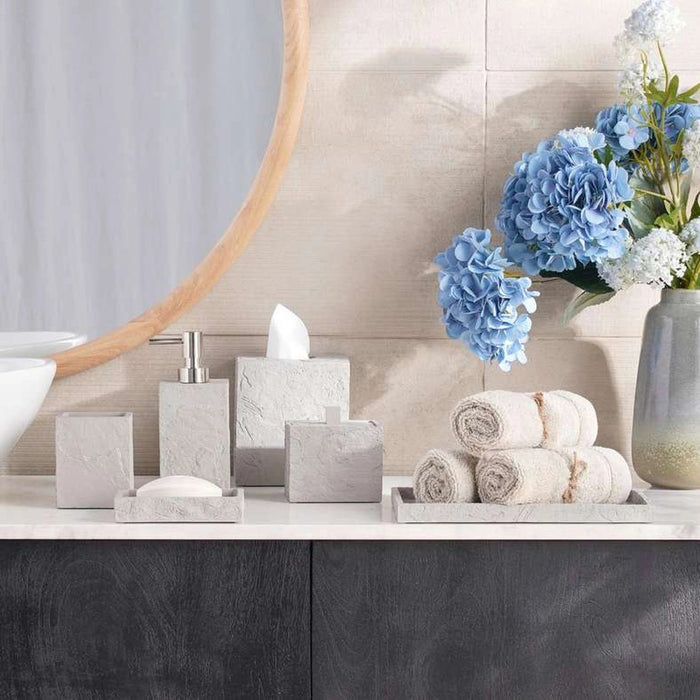 Reef Resin Tissue Box - Stone Grey Pan Home