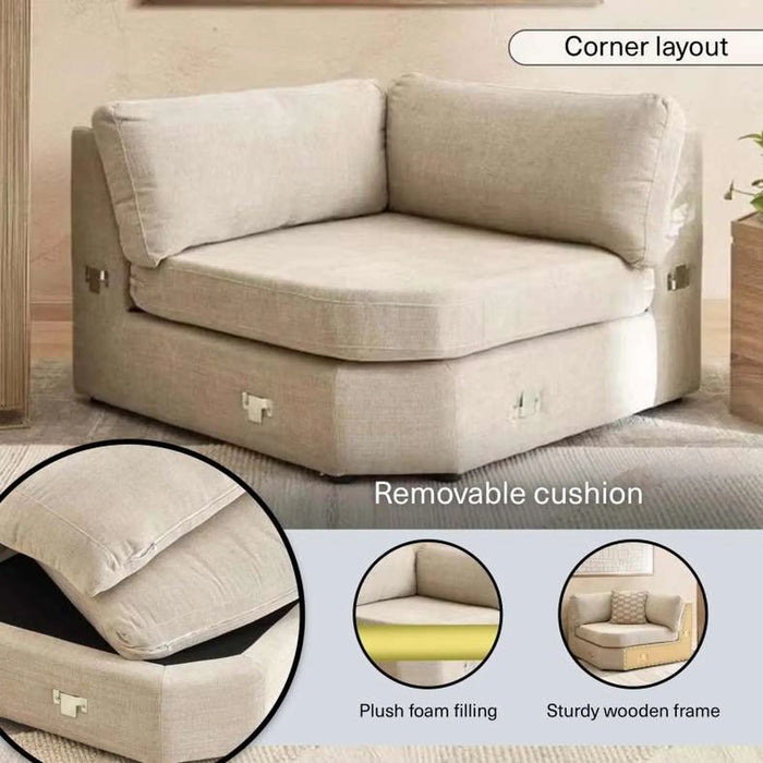 Reem Corner Modular Sofa Wedge- Beige