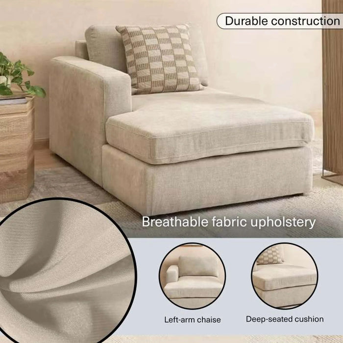Reem Left Arm Modular Chaise- Beige