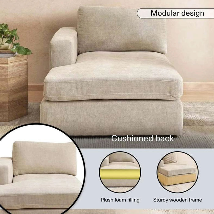 Reem Left Arm Modular Chaise- Beige