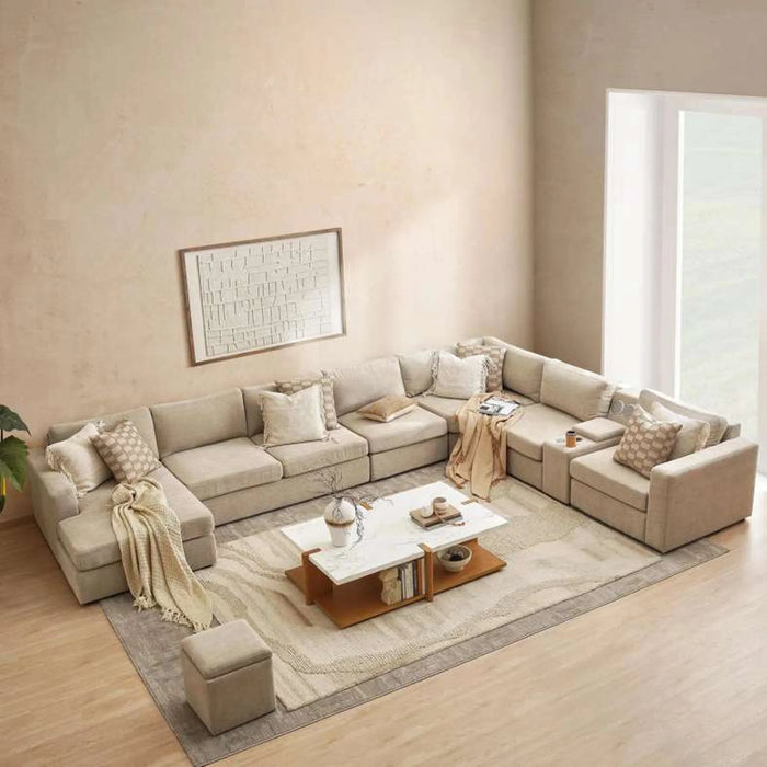Reem Left Arm Modular Chaise- Beige