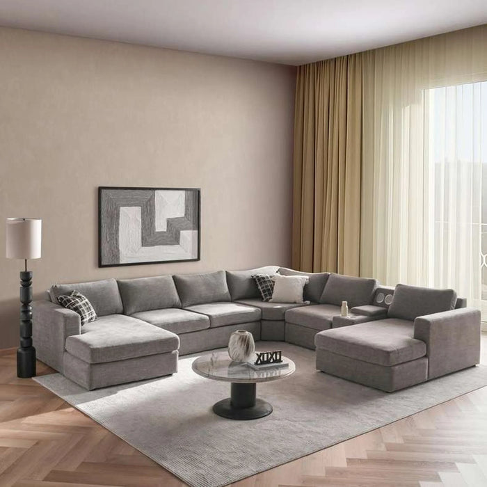 Reem Left Arm Modular Chaise- Grey