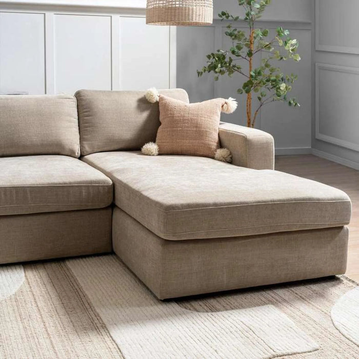 Reem Right Arm Modular Chaise- Beige