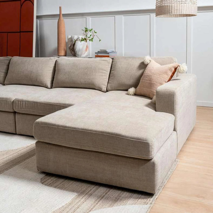 Reem Right Arm Modular Chaise- Beige