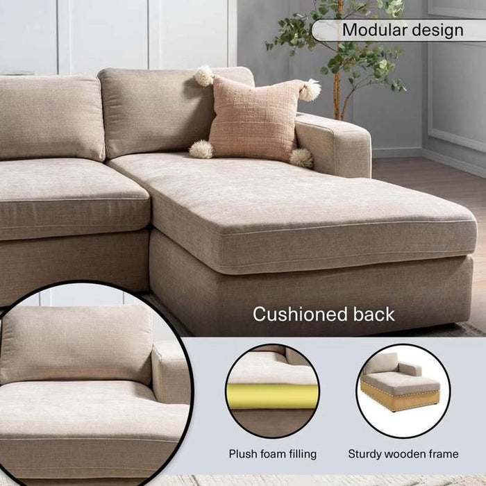 Reem Right Arm Modular Chaise- Beige