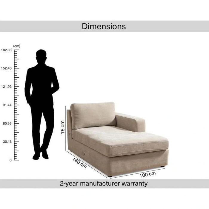 Reem Right Arm Modular Chaise- Beige