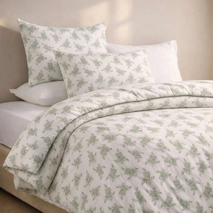 Reflection Home Bloom Printed 3-Piece Queen Comforter Set 200X240Cm -Dried Sage