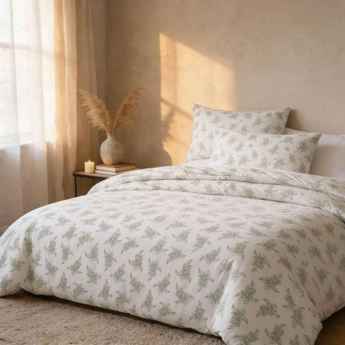 Reflection Home Bloom Printed 3-Piece Queen Comforter Set 200X240Cm -Dried Sage