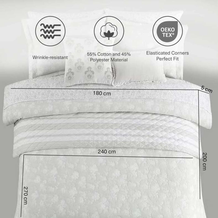 Reflection Home Glacier Floral 10-Piece King Bed In A Bag 240X260Cm -Natural