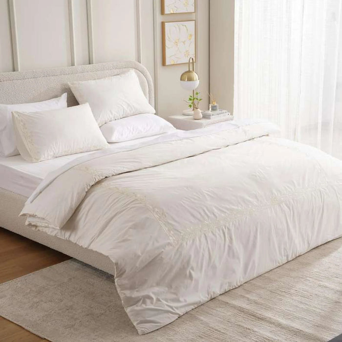 Reflection Home Mila Floral Embroidered 3-Piece King Comforter Set 240X260Cm - Ivory