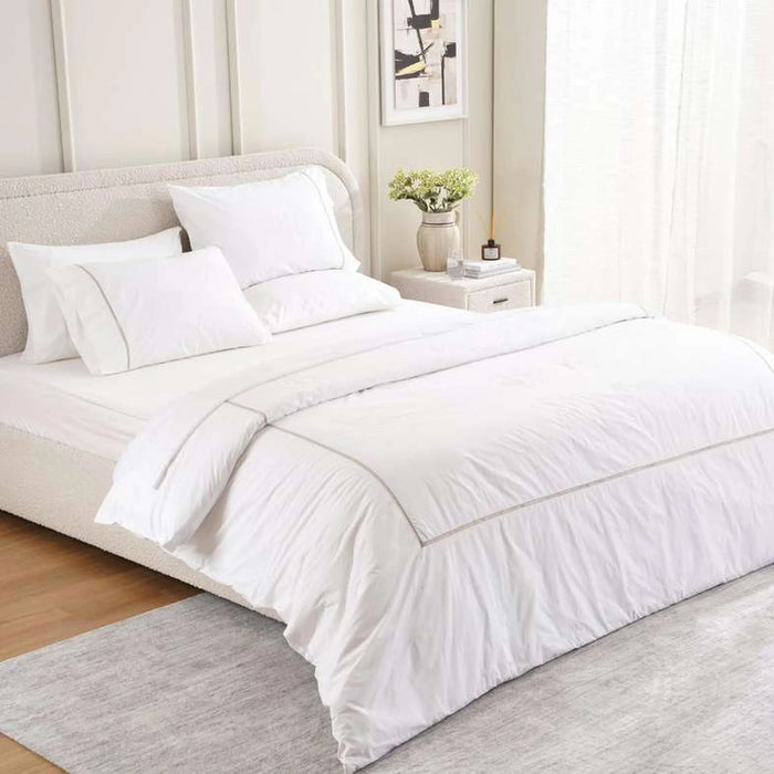 Reflection Home Mila Ladder Lace 3-Piece Queen Duvet Cover Set 200X200Cm - Beige