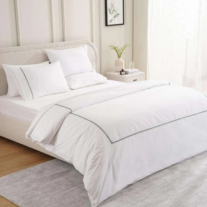 Reflection Home Mila Ladder Lace 3-Piece Super King Duvet Cover Set 260X220Cm - Navy