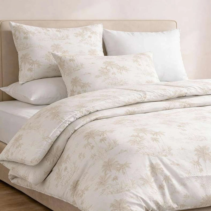 Reflection Home Oasis Palm Printed 3-Piece King Comforter Set 240X260Cm -Beige