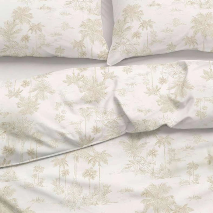 Reflection Home Oasis Palm Printed 3-Piece King Comforter Set 240X260Cm -Beige