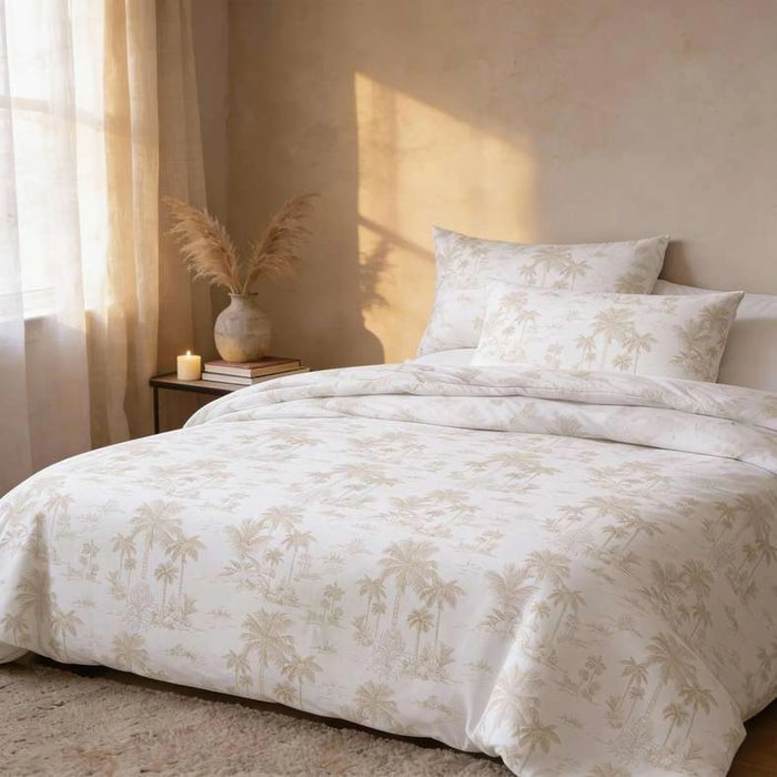 Reflection Home Oasis Palm Printed 3-Piece King Comforter Set 240X260Cm -Beige