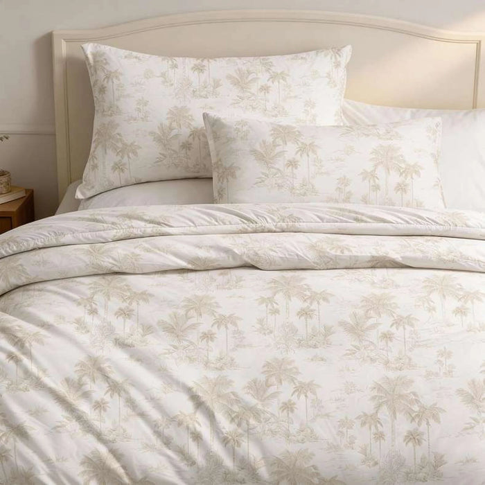 Reflection Home Oasis Palm Printed 3-Piece Queen Comforter Set 200X240Cm -Beige