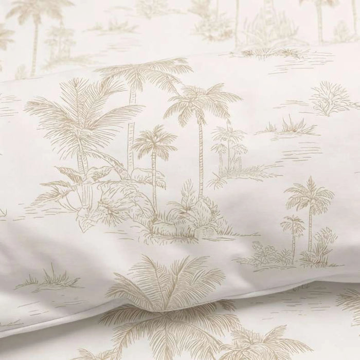 Reflection Home Oasis Palm Printed 3-Piece Queen Comforter Set 200X240Cm -Beige
