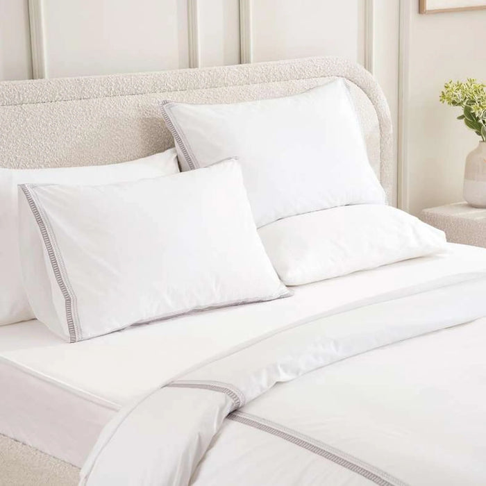 Reflection Home Orla Border Embroidered 3-Piece King Duvet Cover Set 230X220Cm - Grey