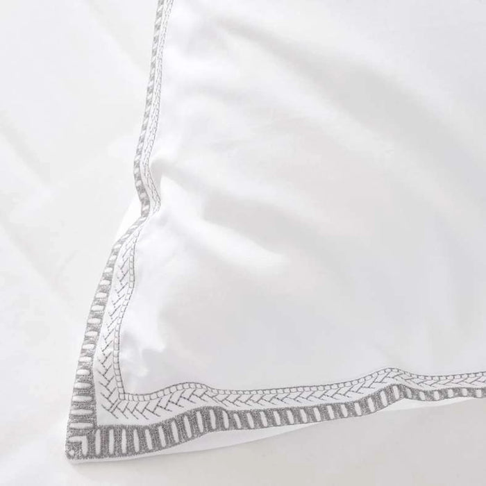 Reflection Home Orla Border Embroidered 3-Piece Queen Duvet Cover Set 200X200Cm - Grey