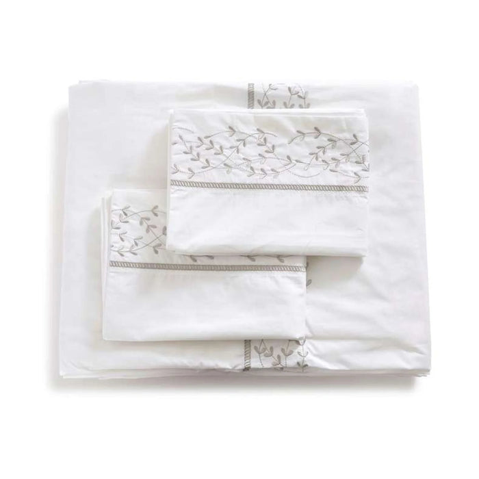 Reflection Home Orla Floral Embroidered 3-Piece Queen Duvet Cover Set 200X200Cm - Grey